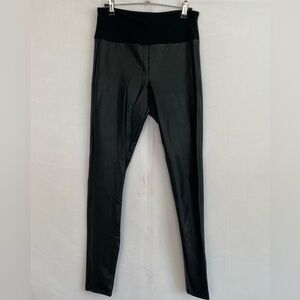 Assets by Spanks Medium Black Faux Leather Leggings biker goth style